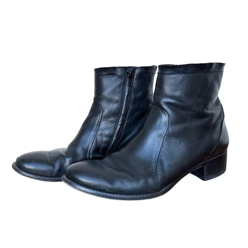 Paul Green Black Leather Ankle Boots - Women's Size 5.5 - Picture 3 of 9